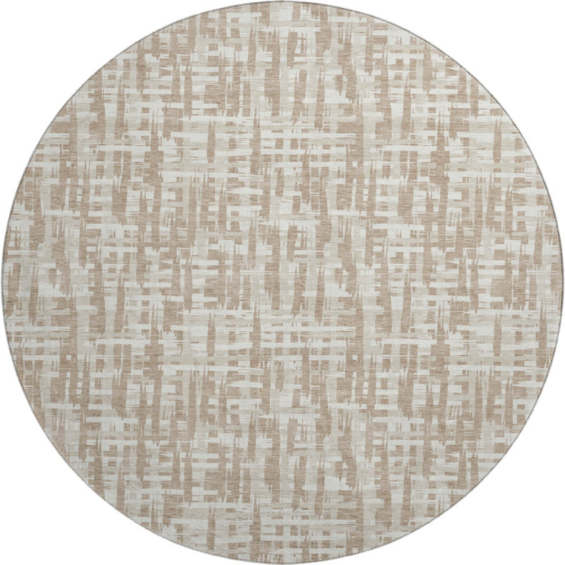 Premium Machine Washable Crumley AMF1059 Lines Rug_AMF1059TA, Round 8'