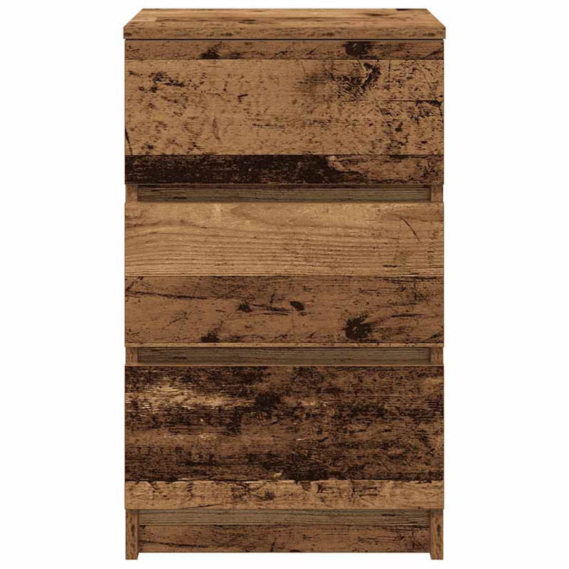 Bedside Cabinet With 3 Drawers 39X35x65 Cm, Old Wood