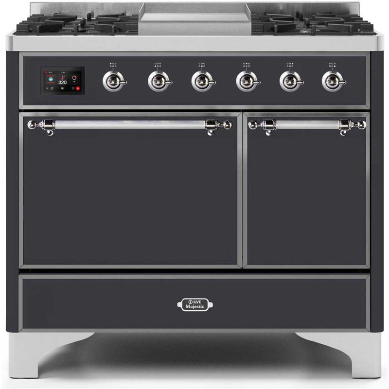 ILVE Majestic II 40 in Dual Fuel Range, Blue Gray/Chrome, Natural Gas