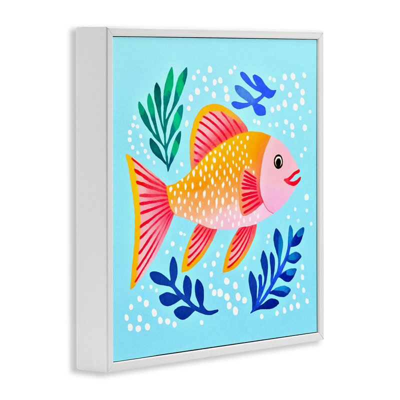 «Whimsical Fish & Seaweed», estampe numérique encadrée par Andrea Haase, Estampe numérique encadrée blanc bord de mer