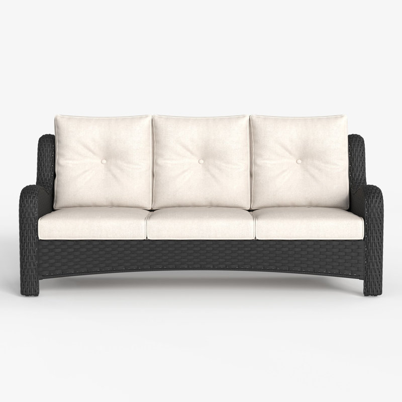 LayinSun Wicker Outdoor Patio Sofa, Beige, Black