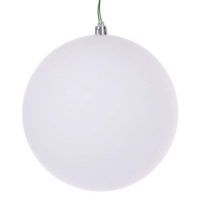  White Matte Seamless Ball UV Drilled. Includes 4 ornaments per Box.