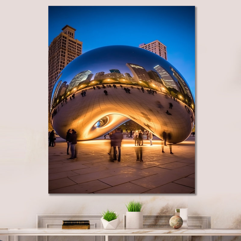 Iconic Chicago Skyline II, reproduction d'art sur toile, H 32 po x l 24 po x P 1 po, Toile tendue