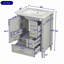 Meuble-lavabo autoportant peu encombrant avec lavabo en céramique, porte à fermeture en douceur et tiroirs de rangement-17520175