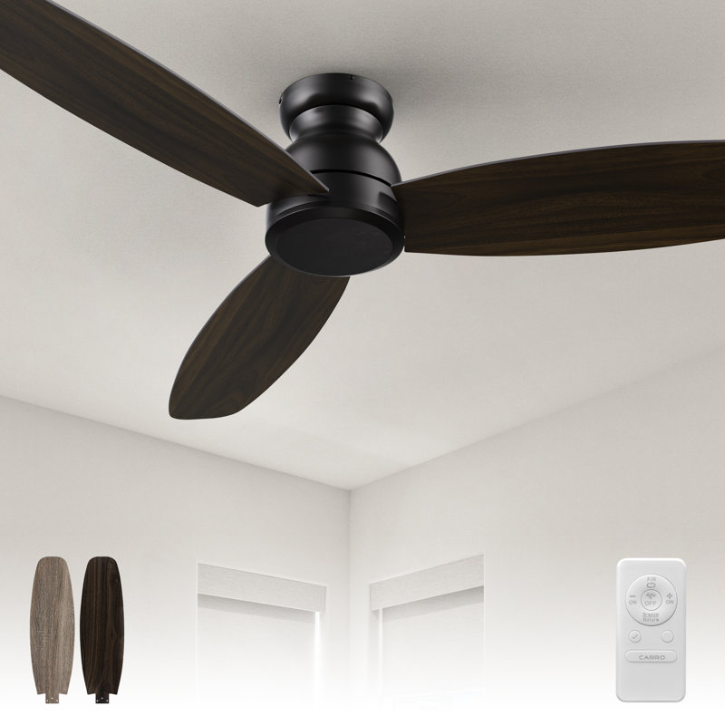 Ventilateur de plafond encastré 3 pales 60 po sans lumière Donnabelle, Noyer foncé / chêne gris