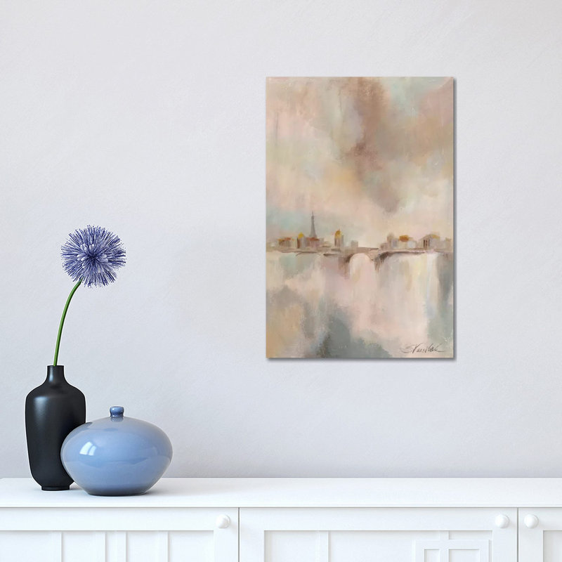 Paris Morning Mist I by Silvia Vassileva - Wrapped Canvas Painting, 30.48 cm H x 45.72 cm W