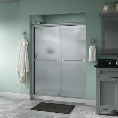Trinsic 60 po x 70 po Porte de douche coulissante traditionnelle semi-sans cadre avec verre de pluie