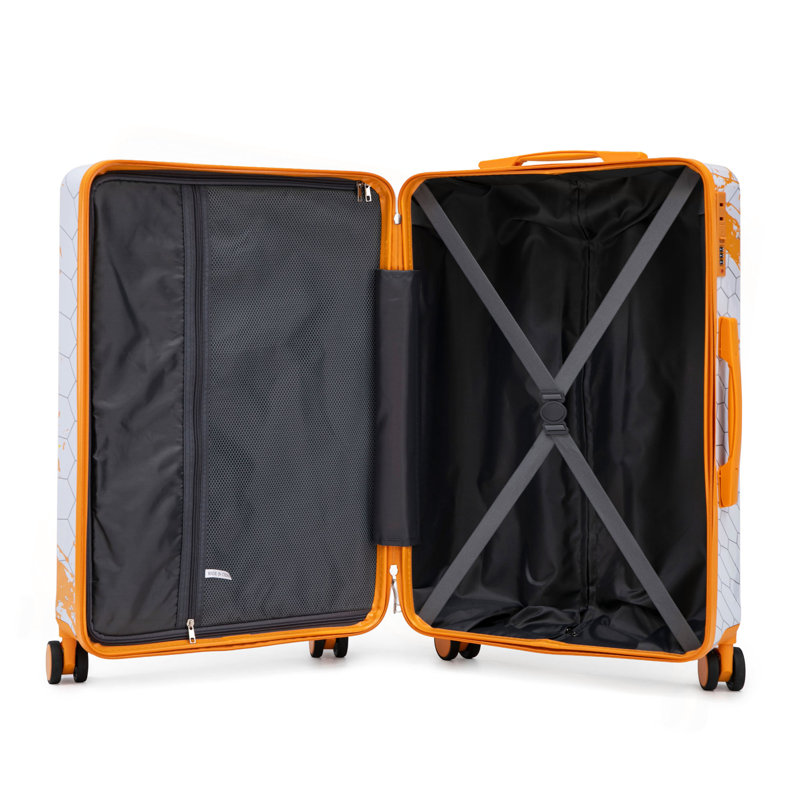 20 po / 24 po / 28 po 3 pièces / ensemble dans une valise à roulettes pivotantes pour PC, avec valise de transport, avec motif imprimé et serrure à combinaison