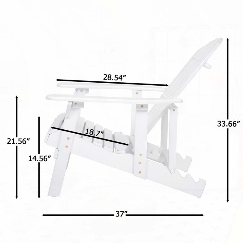 Chaise Adirondack d'extérieur en bois, Blanc