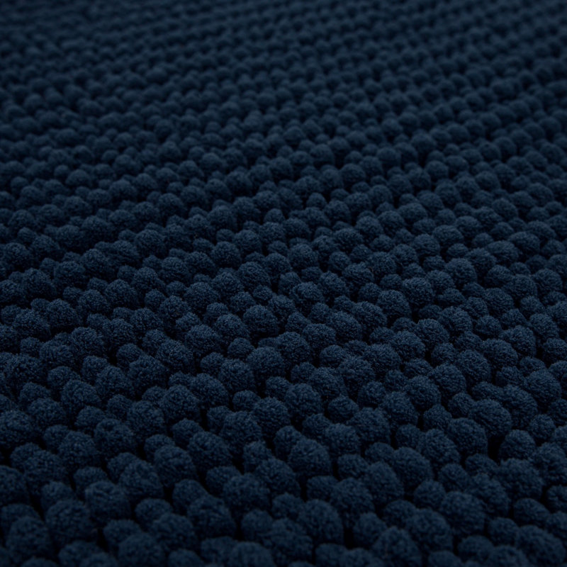 Wagnon Plush Memory Foam Stain/Fade Resistant Non-Slip Machine Washable Bath Mat, 27" W x 45" L, Indigo