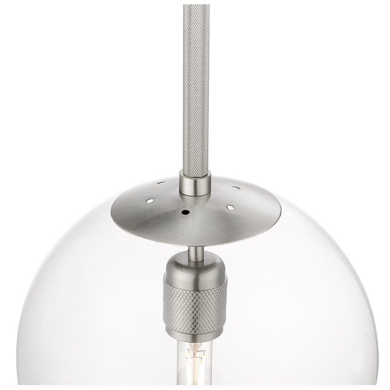 Sola 12" Wide 1-Light Pendant, Matte Black, Brushed Nickel, Transparent