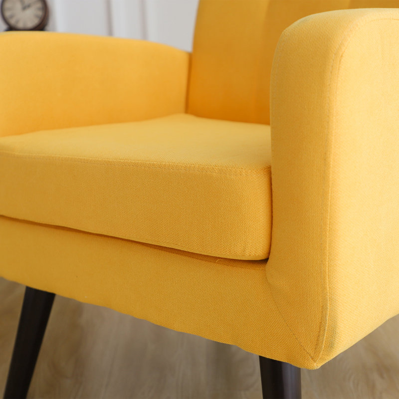 Upholstered Armchair, Yellow Polyester Blend