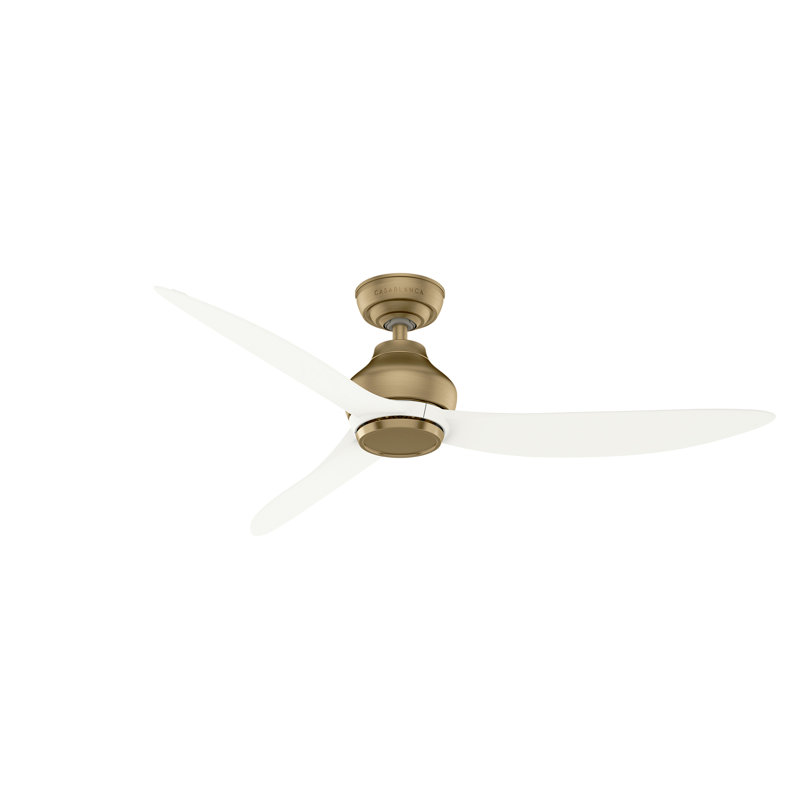 Casablanca 52 inch Eyla ENERGY STAR® Damp Rated Ceiling Fan and Wall Control and Handheld Remote, Brushed Gold