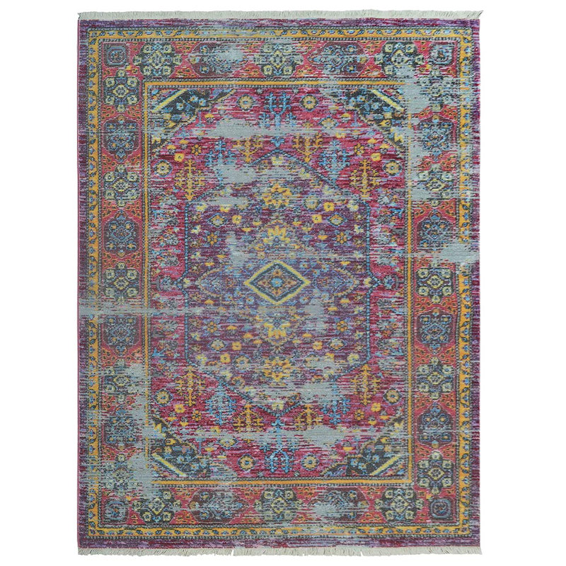 Beier Machine Made Polyester Area Rugs - Rectangle, Multicolor, Oriental Design, Low Pile Machine Made Area Rugs for Living Room, Bed Room