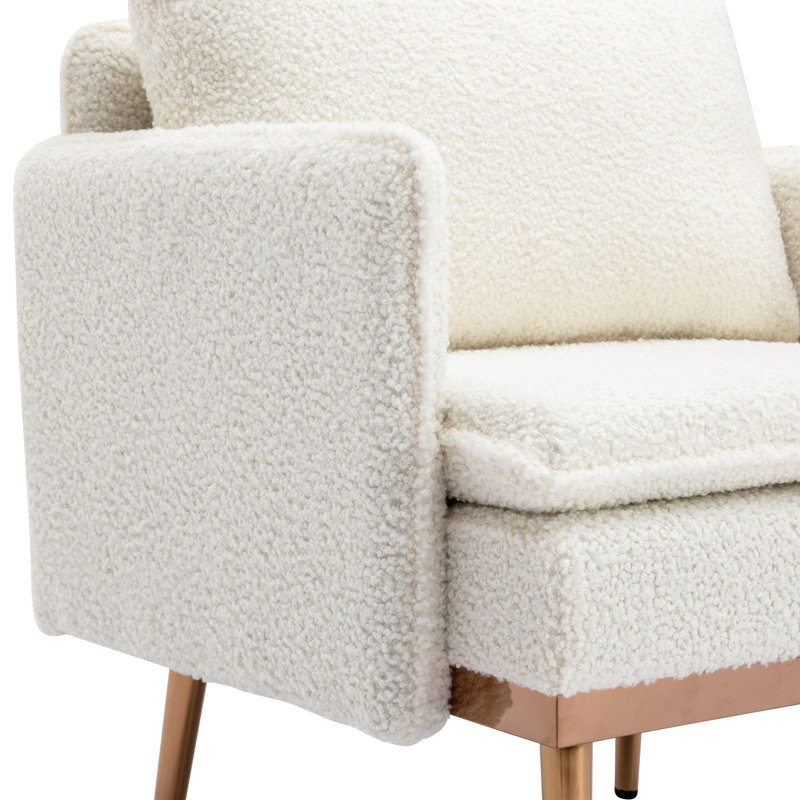 Fauteuil encastré, Teddy blanc 100% polyester
