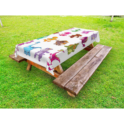 Outdoor tablecloth, dinosaur extinction, multicolored