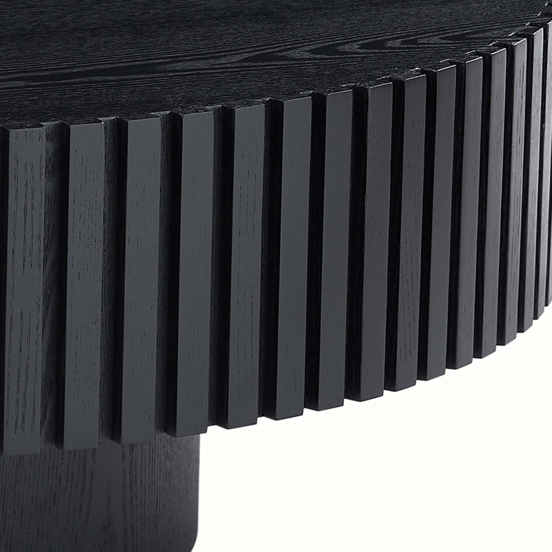 Table basse ronde en bois Modern Handcraft, H 13,77 po x L 31,49 po x l 31,49 po, Noir, noir, noir, noir