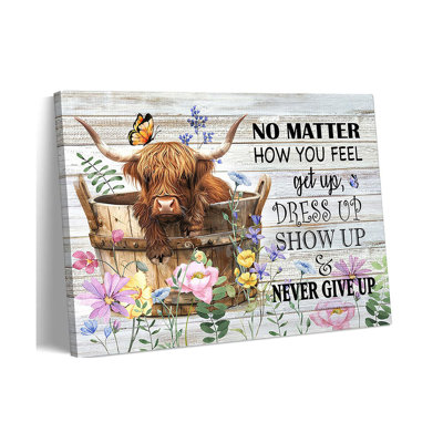 Funny Highland Cow Bathroom Canvas Wall Art Farmhouse Cute Brown Cow Painting Picture Wall Decor Inspirational Quotes Cattle In The Bathtub Poster Print Artwork For Bathroom Toilet Home Decoration