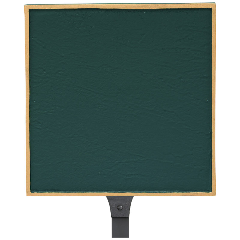 Plaque de plaque d'adresse carrée classique avec piquet de pelouse, Vert forêt / Or, Oui