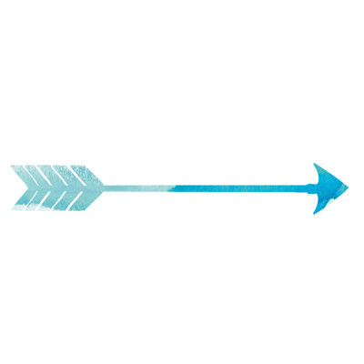 Teal Watercolor Arrow 1 Piece Wrapped Canvas Wall Art