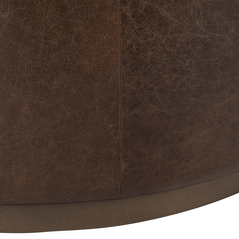 Table basse en cuir Clair, Marron foncé