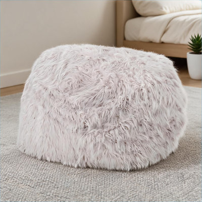 Fauteuil à billes arrondi en fausse fourrure de 5 pi lavande - confortable, siège moderne, 52 po Largeur douce, rembourrage en mousse haute