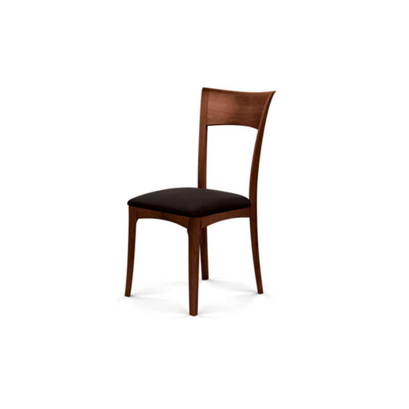 Ingrid Upholstered Dining Chair, Cognac Cherry, Ebony Leather