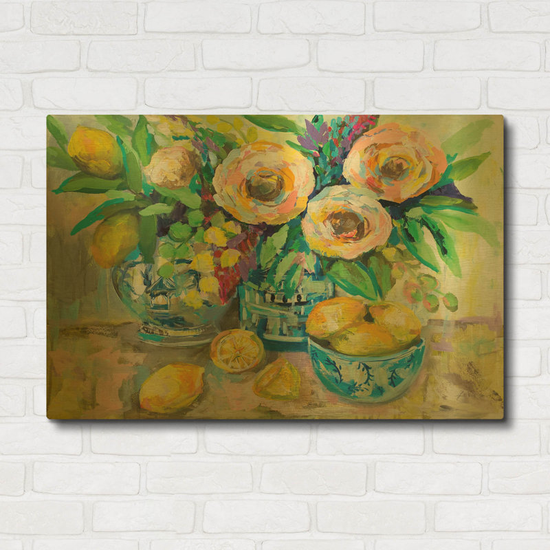 «Af après-midi limonade» par Jeanette Vertentes, art mural en métal doré, 36 po x 24 po, 36"x24"
