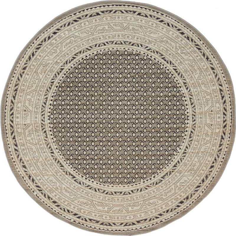 Tapis gris à motif oriental Wingate, Rond 8 pi