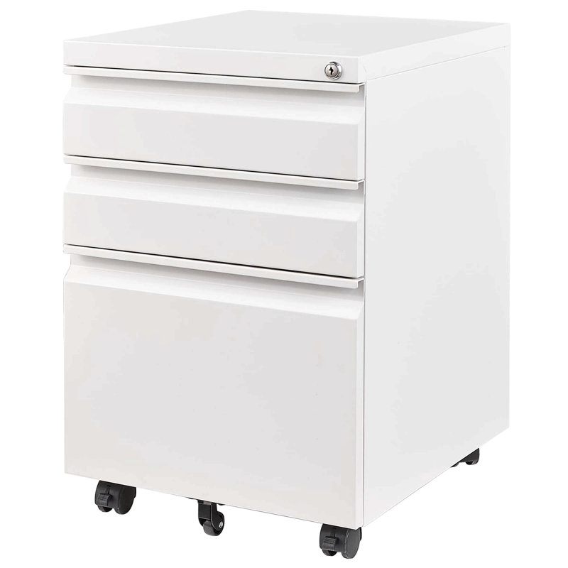 3 Drawer Mobile File Cabinet With Lock,Metal Filing Cabinets For Home Office Organizer Letters/Legal/A4,Fully Assembled Except Wheels