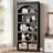 Farmhouse Arched Bookcase, 68.7" Tall Wooden Bookshelf with 5 Open Shelves, Rustic Vintage Display Shelves for Living Room, Office, Library-636639790