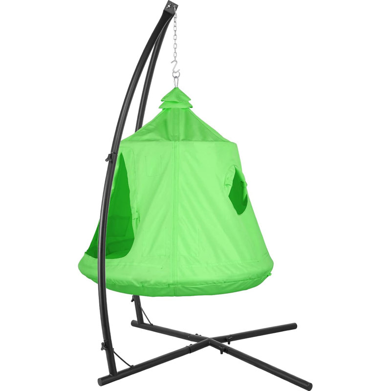 Support en X pour hamac suspendu avec tente pour arbre, support de balançoire métallique d'intérieur avec tente de jeu, siège de patio extérieur en forme de panier en forme d'œuf avec support, chaise de porche, chambre ou balcon avec support solide réglable (coussins non inclus)