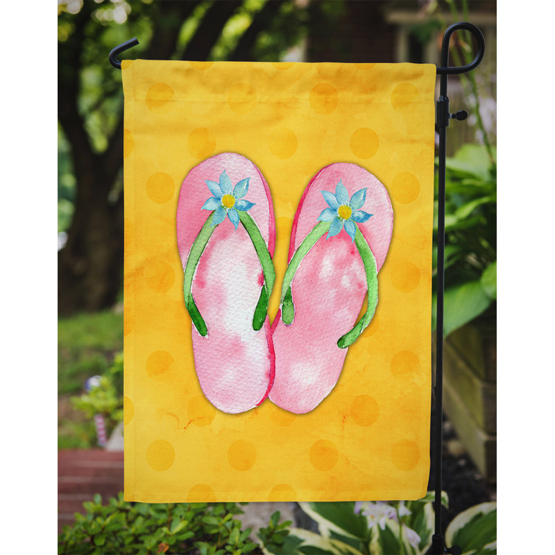 Polkadot à deux côtés en polyester 15 x 11 po flip drapeau de jardin, Jaune