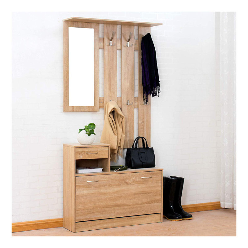 Burlison 86.5 cm W Hall Tree with Shoe Storage