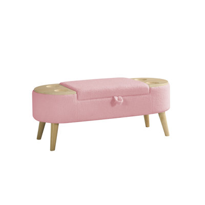 Ottoman Oval Storage Bench D Pile Fabric Bench With Large Storage Space  Living Room, Entryway And Bedroom