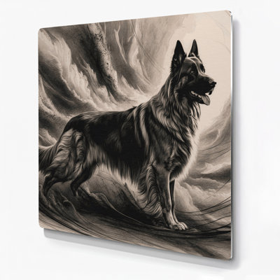Chiens, chien de berger du Caucase, art mural en métal beige