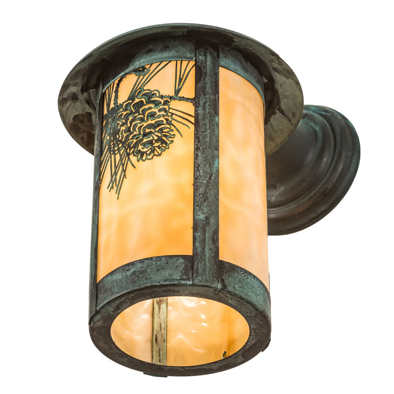 Wyona Brass Wall Light, Craftsman Brown, Iridized Beige
