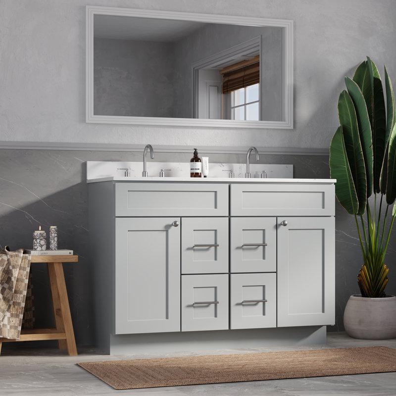 Tiroir de meuble-lavabo double 48 po Disar, Gris