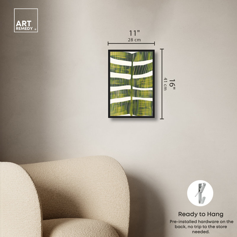 «Leaf Bongo II», art botanique minimaliste par Art Remedy, Cadre noir, H 16 po x l 11 po