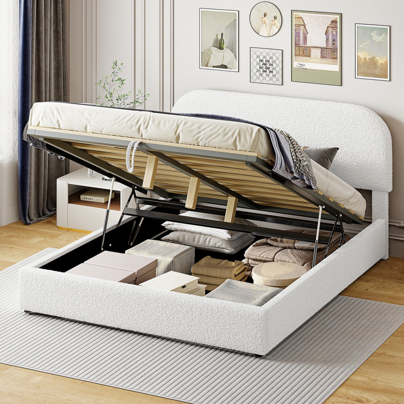 Grand lit plateforme tapissier Teddy, Grand lit