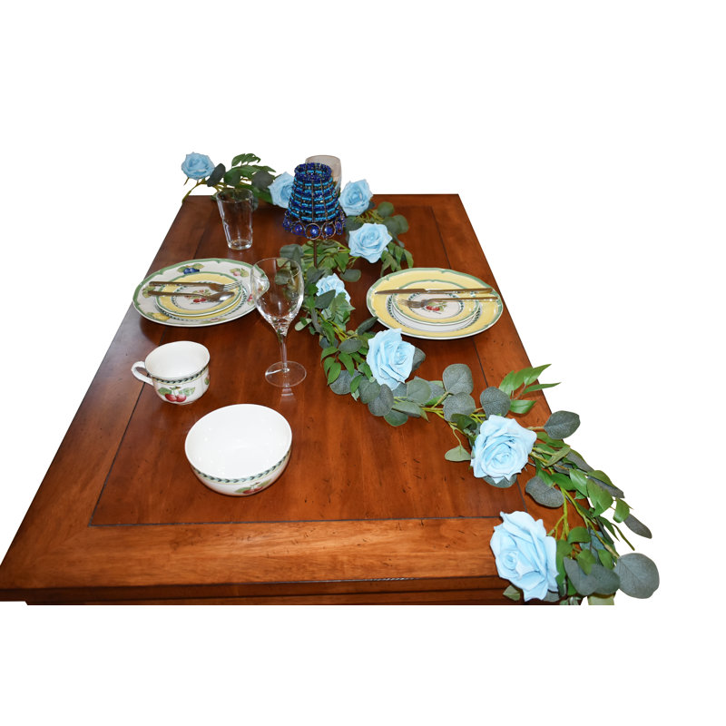 Guirlande 72 "Faux Roses Eucalyptus, Bleu