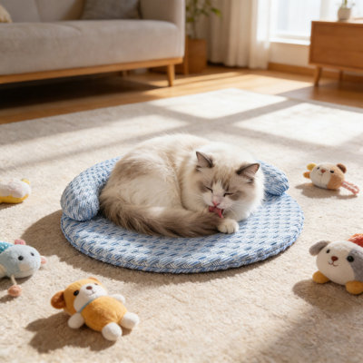 Tapis de refroidissement toutes saisons amovible pour animaux 17,7 x 23,6 po lavable avec coussin antidérapant, bleu