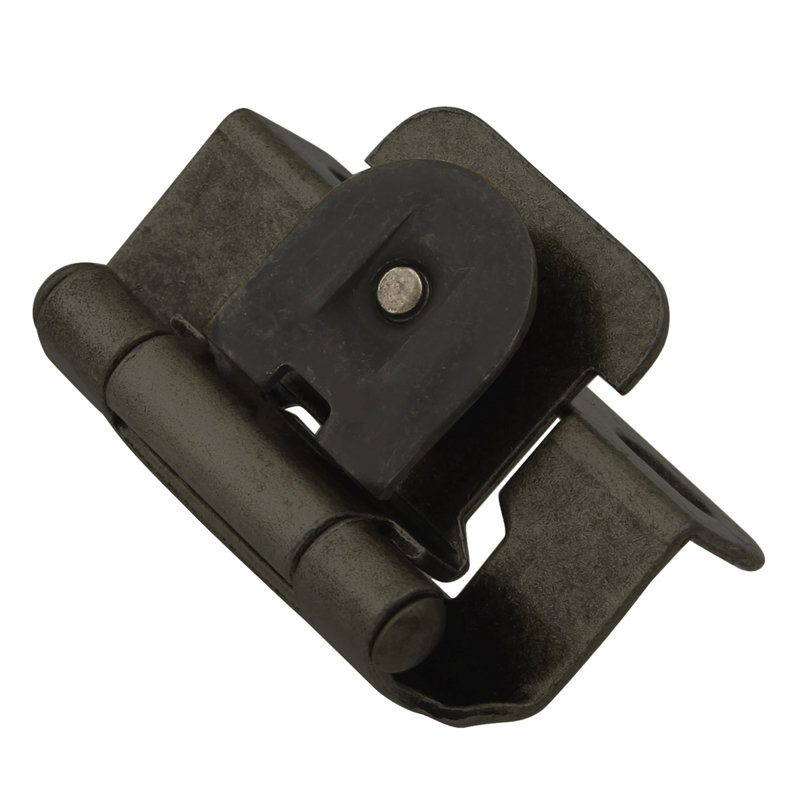 Charnière simple démontable 1/2 po avec cadre à recouvrement automatique - charnières de porte d'armoire, Noir / fer noir