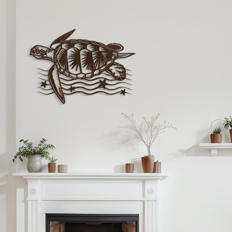 Décoration murale animaux en tortue de mer, H 20 po x l 30 po x P 0,05 po, Bronze