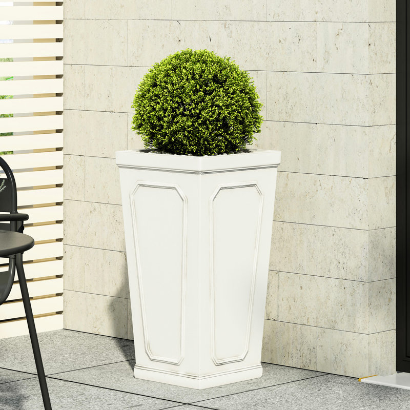Pot à fleurs - Oxyde de magnésium blanc antique pour la décoration extérieure. 16,02 po Profondeur, largeur, hauteur de 30,6 po. 26,05 lb pour plus d'espace grâce à l'oxyde. 16 po 30,5 po de hauteur,