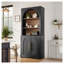 Bibliothèque noire de 180 cm avec armoire, étagère moderne en panneaux de particules dotée d'étagères ouvertes et de portes cintrées, idéale pour le salon ou le bureau.