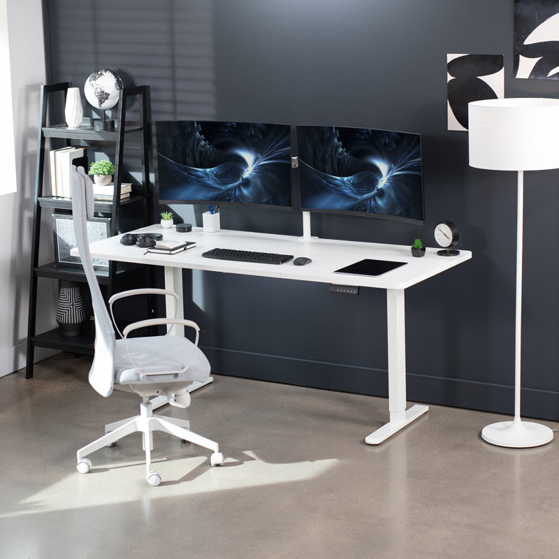 Bureau debout à deux moteurs électriques 71 po x 30 po VIVO, série E2B7B, Blanc