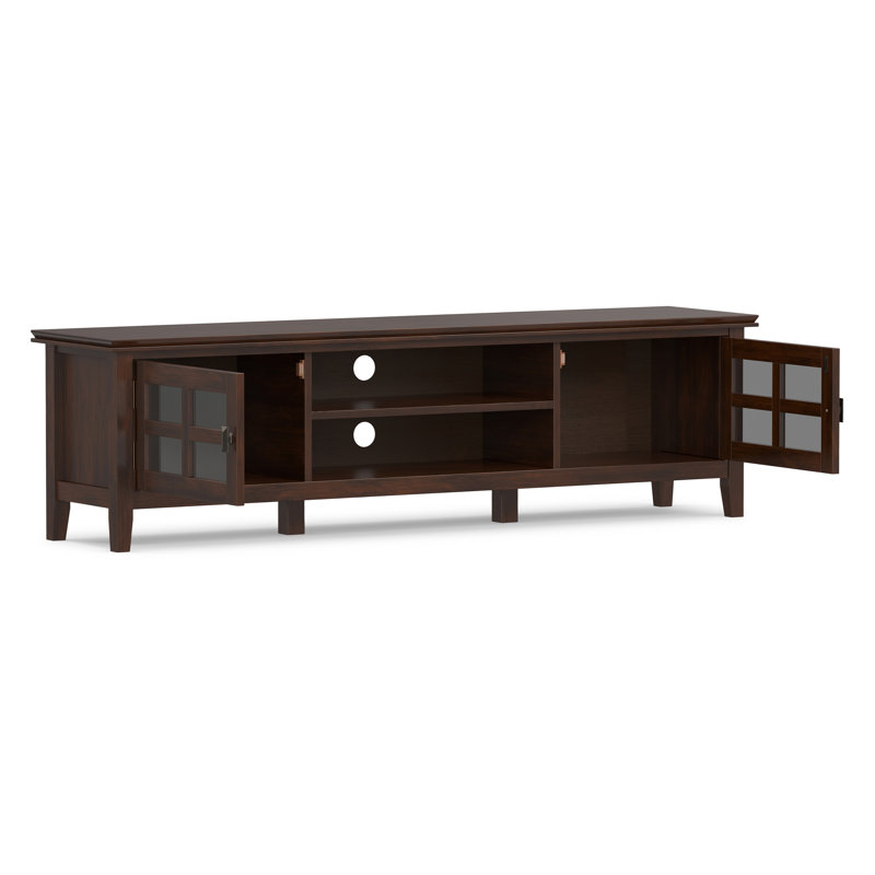 Artisan 72"W Solid Wood Transitional Low Profile TV Stand for TVs up to 80" with 2 Cabinets and Adjustable Shelf