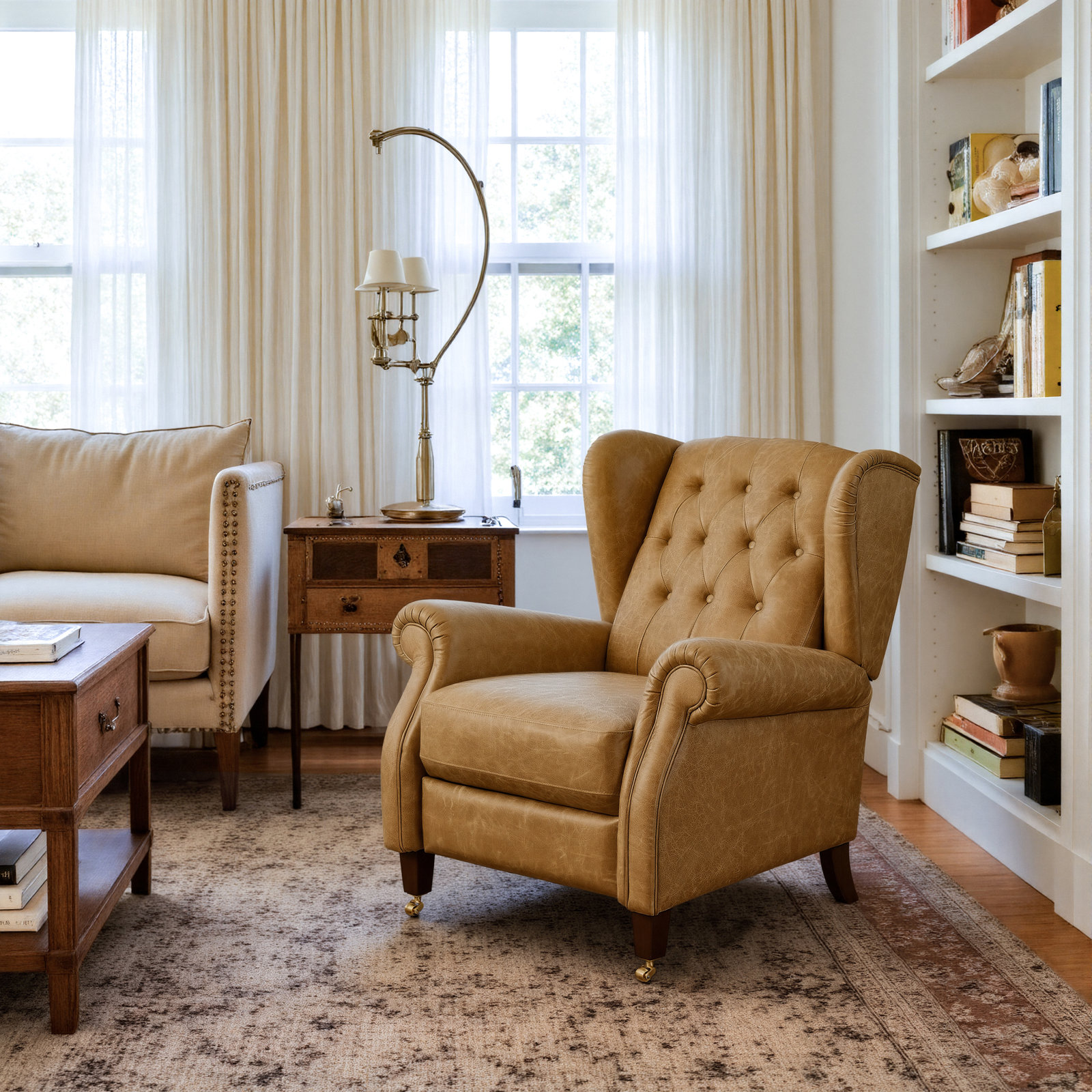 Winthrop Genuine Leather Recliner, Light Brown