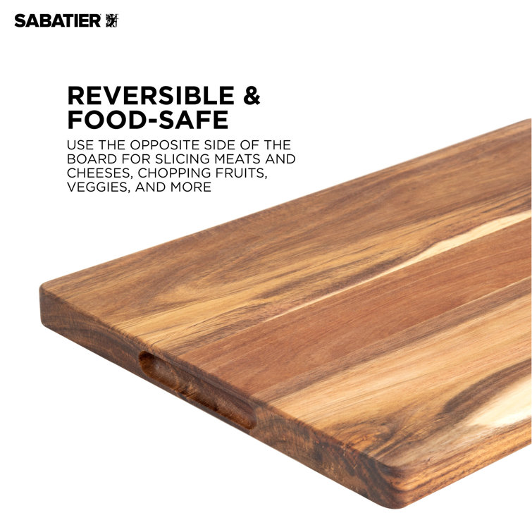 SABATIER PREP&SERVE ACACIA WOOD & WHITE STONE CUTTING BOARD, 8x18